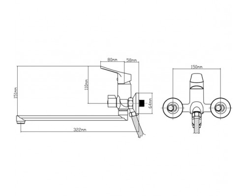 Смеситель для ванны BOOU B8290-18F