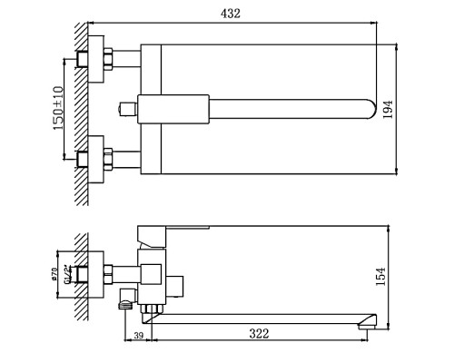 Смеситель для ванны Haiba HB22803 