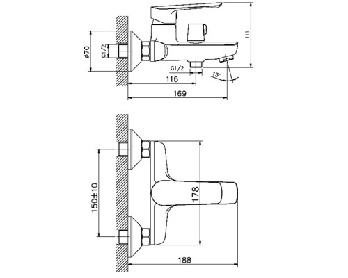 Смеситель для ванны Haiba HB60198 