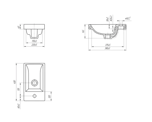 Раковина мебельная Cersanit Como 40 40*22*14,5
