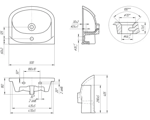 Раковина мебельная Cersanit ERICA 50 50*40,5*18,2