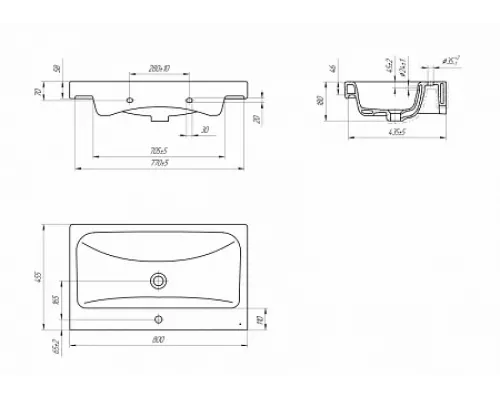 Раковина мебельная Cersanit Moduo 80 80*45,5*18