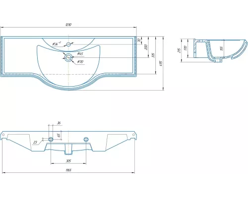 Раковина мебельная Kirovit Classic 120  121*49,5*20