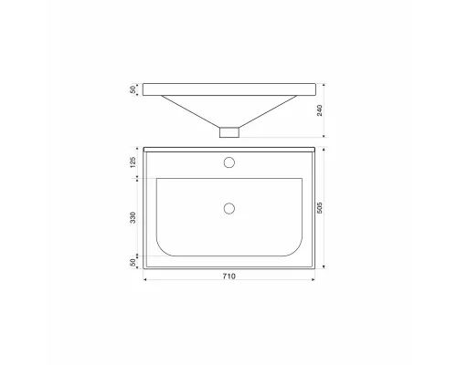 Раковина мебельная Mirsant DEEP 70 71*50,5*24