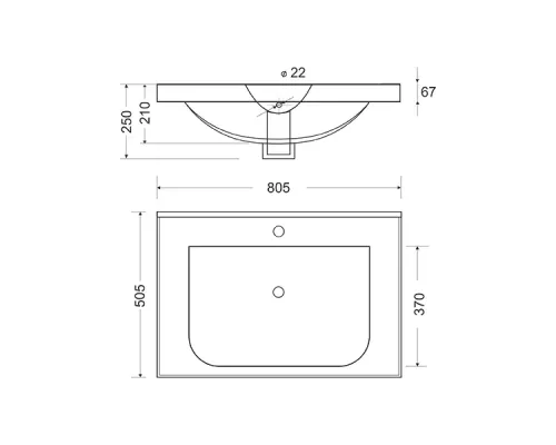 Раковина мебельная Mirsant Deep 80 80,5*50,5*24