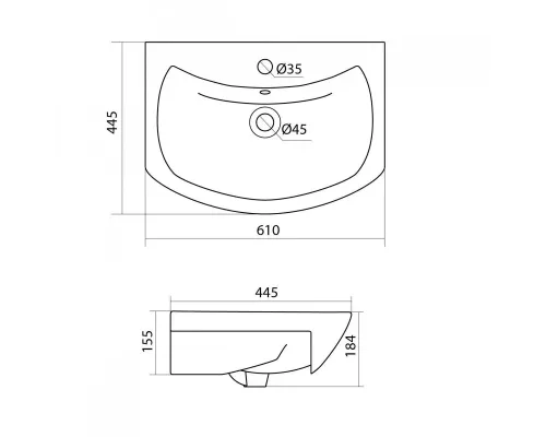 Раковина мебельная Santek Балтика 60 61*44,5*18,4