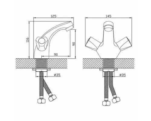 Смеситель для раковины Diadonna D96-110353BW