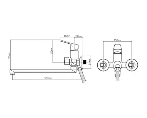 Смеситель для ванны BOOU B8290-18F