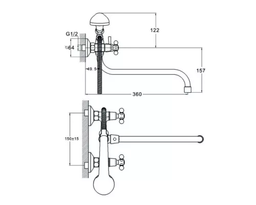 Смеситель для ванны Zegor DMX7-A605