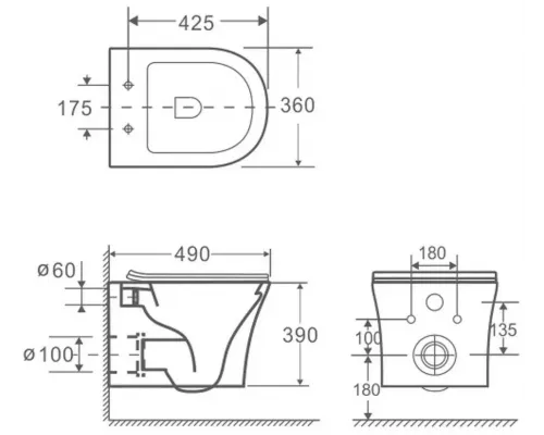 Унитаз напольный компакт CeramaLux 2619E