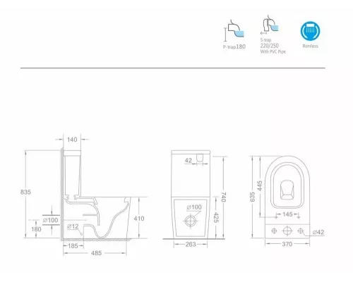 Унитаз напольный компакт CeramaLux NS-2178
