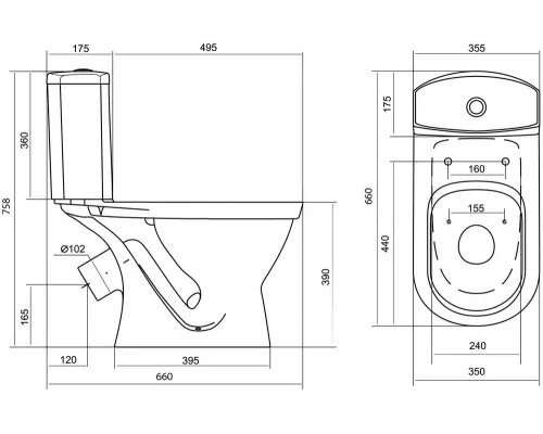 Унитаз напольный компакт Santek АЛЬКОР