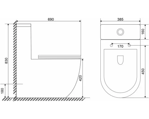 Унитаз напольный компакт Sole PANDORA BLACK