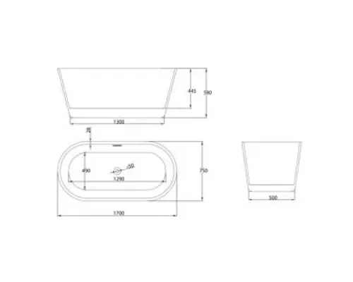 Ванна отдельностоящая Grossman GR-1503 Forta 170*75*58