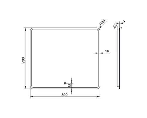 Зеркало c подсветкой Gair FLY 80*70