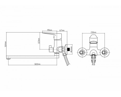 Смеситель для ванны BOOU B8282-45F