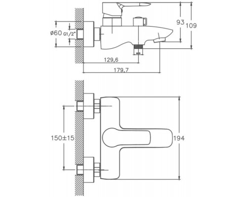 Смеситель для ванны Cron CN30095