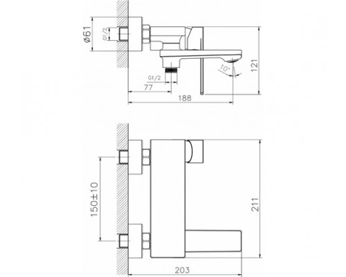 Смеситель для ванны Golden Fox Snowdonia 10813