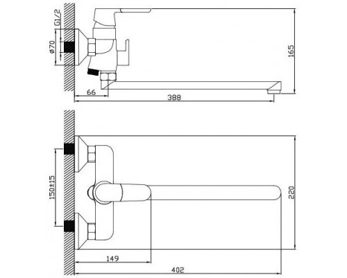 Смеситель для ванны Diadonna D87-222114W