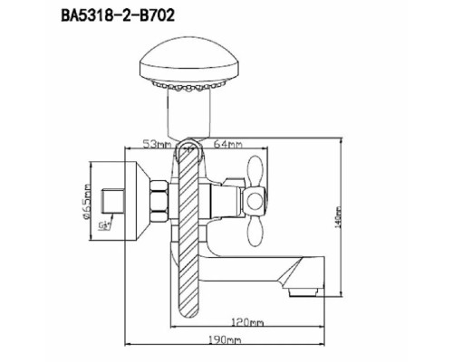 Смеситель для ванны BOOU BA5318-2-B702