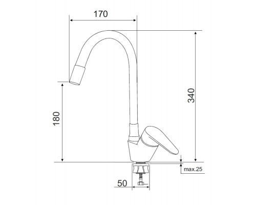 Смеситель для кухни РМС SUS126BL-016F