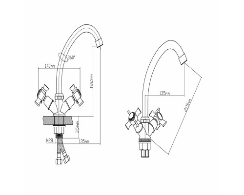 Смеситель для кухни BOOU BA5333-8F-B723