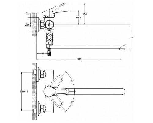 Смеситель для ванны Zegor PUD6-A045