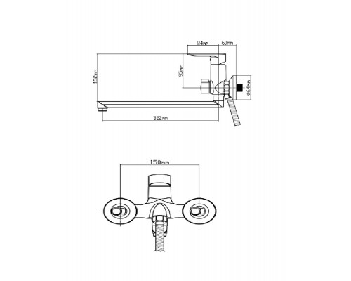 Смеситель для ванны BOOU B8274-18F