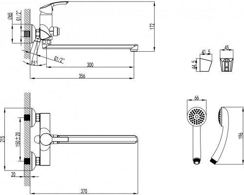 Смеситель для ванны Lemark Plus Strike LM1157C