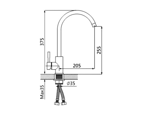 Смеситель для кухни Oute T40313BK-303