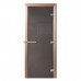 Дверь стеклянная Сумерки (стекло графит 8мм, 3 петли, коробка листве) 1800*700
