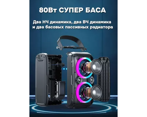 Портативная колонка W-King T9 II (2 микрофона)