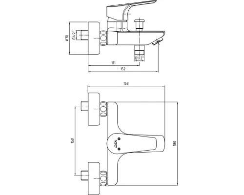 Смеситель для ванны E.C.A. NIOBE 102102482EX