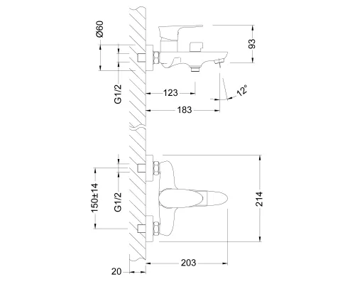 Смеситель для ванны Lemark Nero LM0214C
