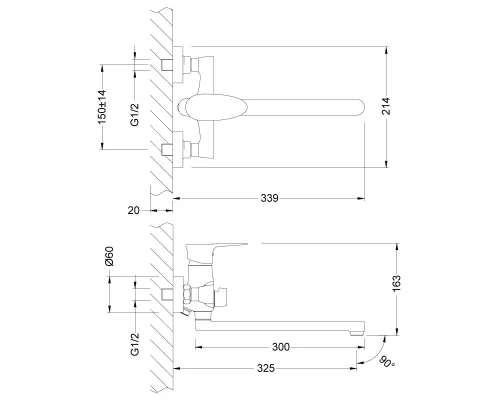 Смеситель для ванны Lemark Nero LM0251C