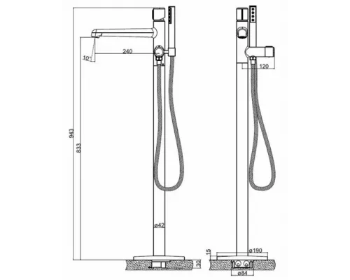 Смеситель для ванны напольный BelBagno UNO UNO-FMT-CRM