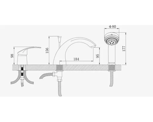 Смеситель для ванны Potato Р1103 врезной