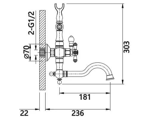 Смеситель для ванны Vieir V370131D