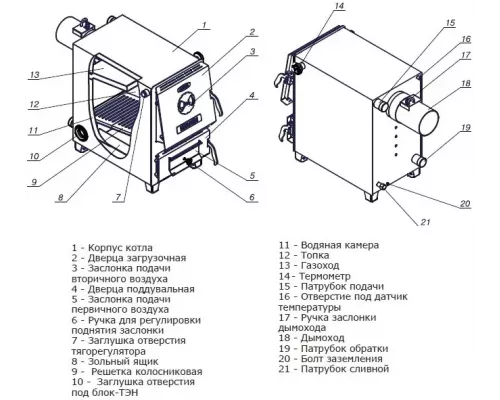 Твердотопливный котел Zota Енисей 14кВт