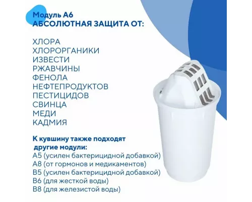 Фильтр-кувшин Аквафор Инди с модулем А6 синий кобальт