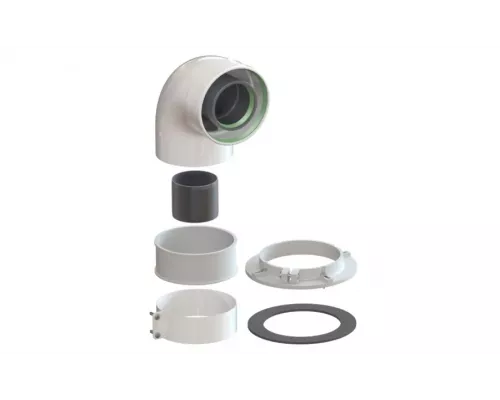 Колено коаксиальное 60/100 90гр стартовое флянец+хомут