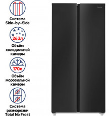 Холодильник MAUNFELD MFF177NFBE черный (инвертер ,FNF),Side by Side)