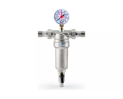 Фильтр 1/2" промывной с манометром PF д/гор воды