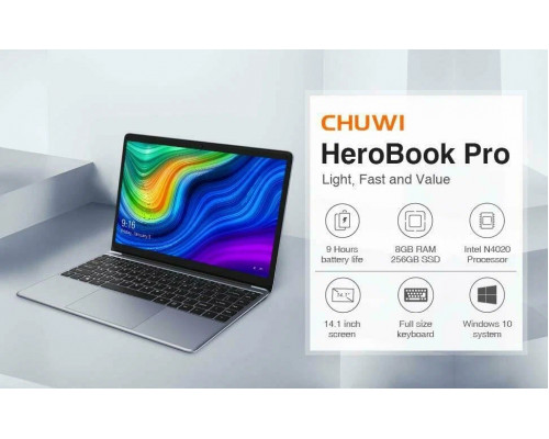 Ноутбук CHUWI HEROBOOK pro grey 14.1 IPS FHD Cel N4020 8GB/256GBSSD