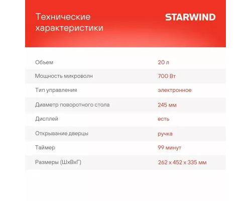 Микроволновая печь StarWind SMW5020 черная