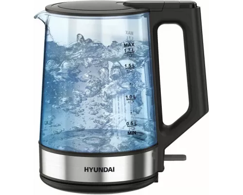 Чайник Hyundai HYK-G8808 черный/серебристый