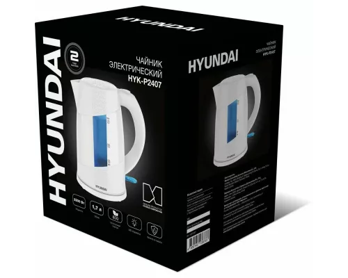 Чайник Hyundai HYK-P2407 белый/голубой пластик