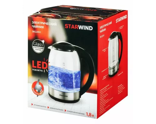 Чайник StarWind SKG2051 черный/серебристый