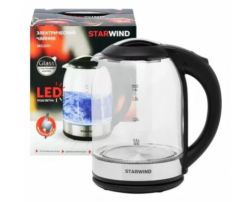 Чайник StarWind SKG2051 черный/серебристый