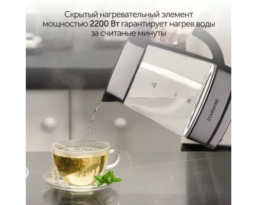 Чайник StarWind SKG3311 черный/серебристый